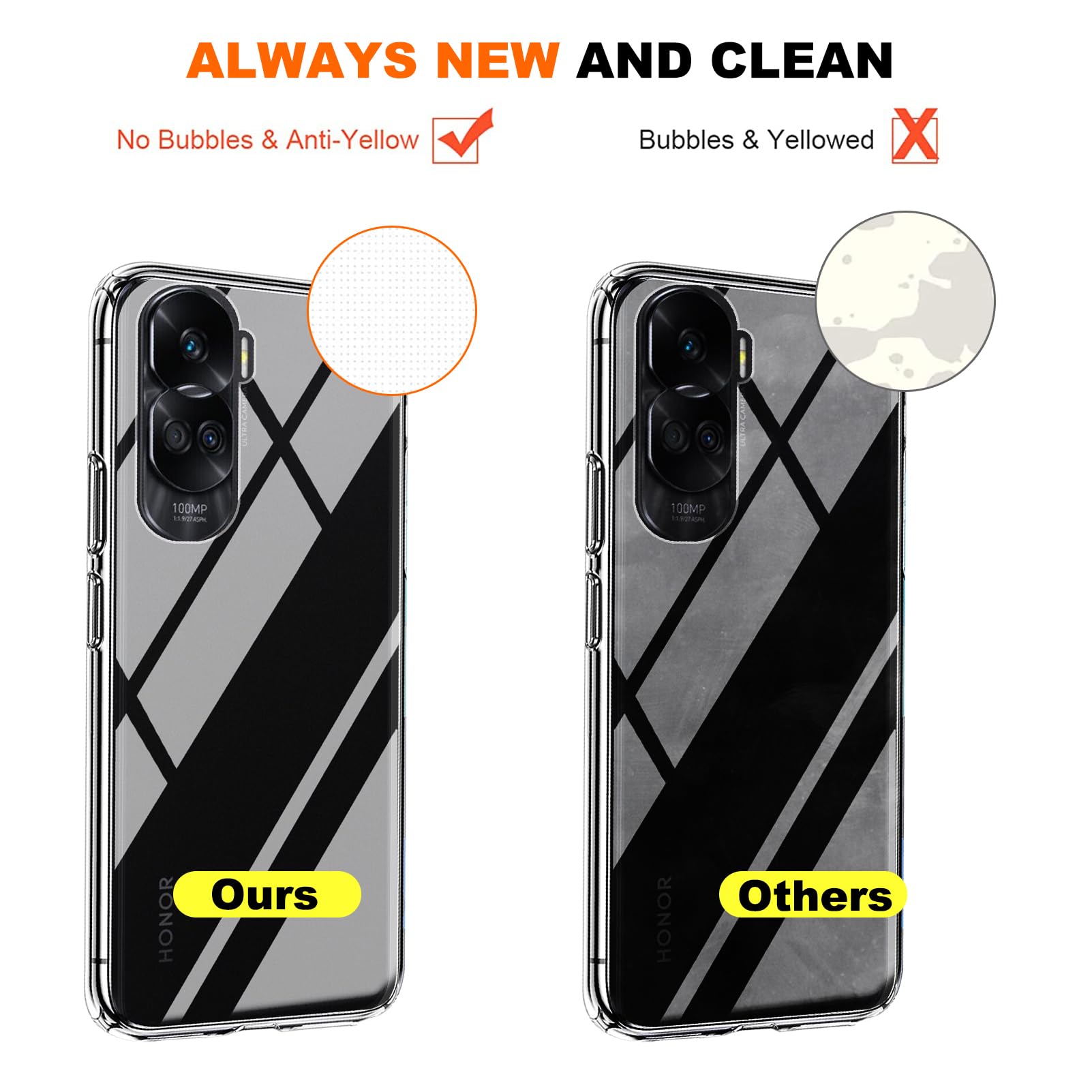 HuiYouMY [4 in 1] Per Honor 90 Lite Cover + 2Pcs Vetro Temperato - Custodia in Silicone TPU - Black Case Protezione Cellulare Trasparente Bumper 9H Pellicola Protettiva+ Finger ring phone holder
