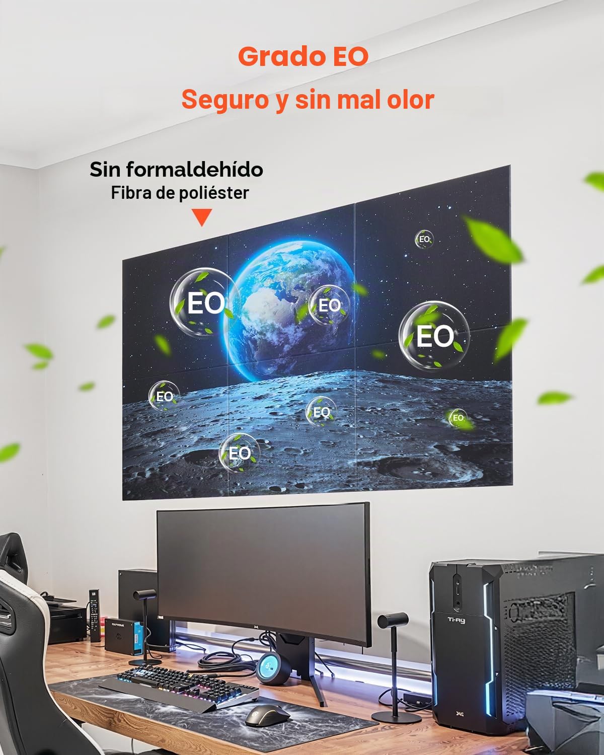 VEVOR Paneles Acústicos Artísticos, 6 uds, 600 x 600 x 10 mm, Baldosas de Pared Insonorizadas, Absorbentes de Sonido Decorativos Autoadhesivos para el Hogar, Oficina, Estudio, Teatro, Tierra
