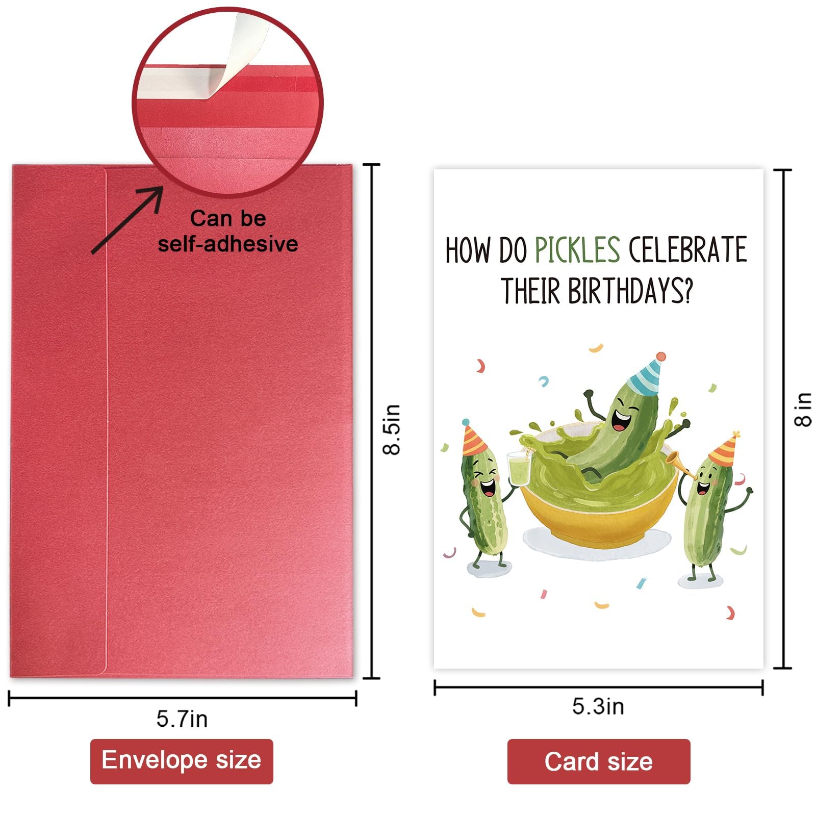 Funny Pickle Birthday Card - Hilarious Food Pun Card for Pickle Lovers, Cute Humorous Greeting Card for Friends, Family, Him or Her，They Relish the Moment! — view 2