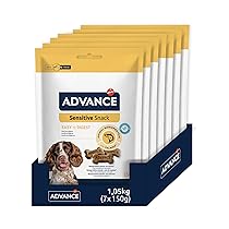 ADVANCE Snacks – Sensitive Snack per Cani con Sensibilitè Digestive e Sintomi Cutanei – Confezione 7 x 150gr – 1050gr