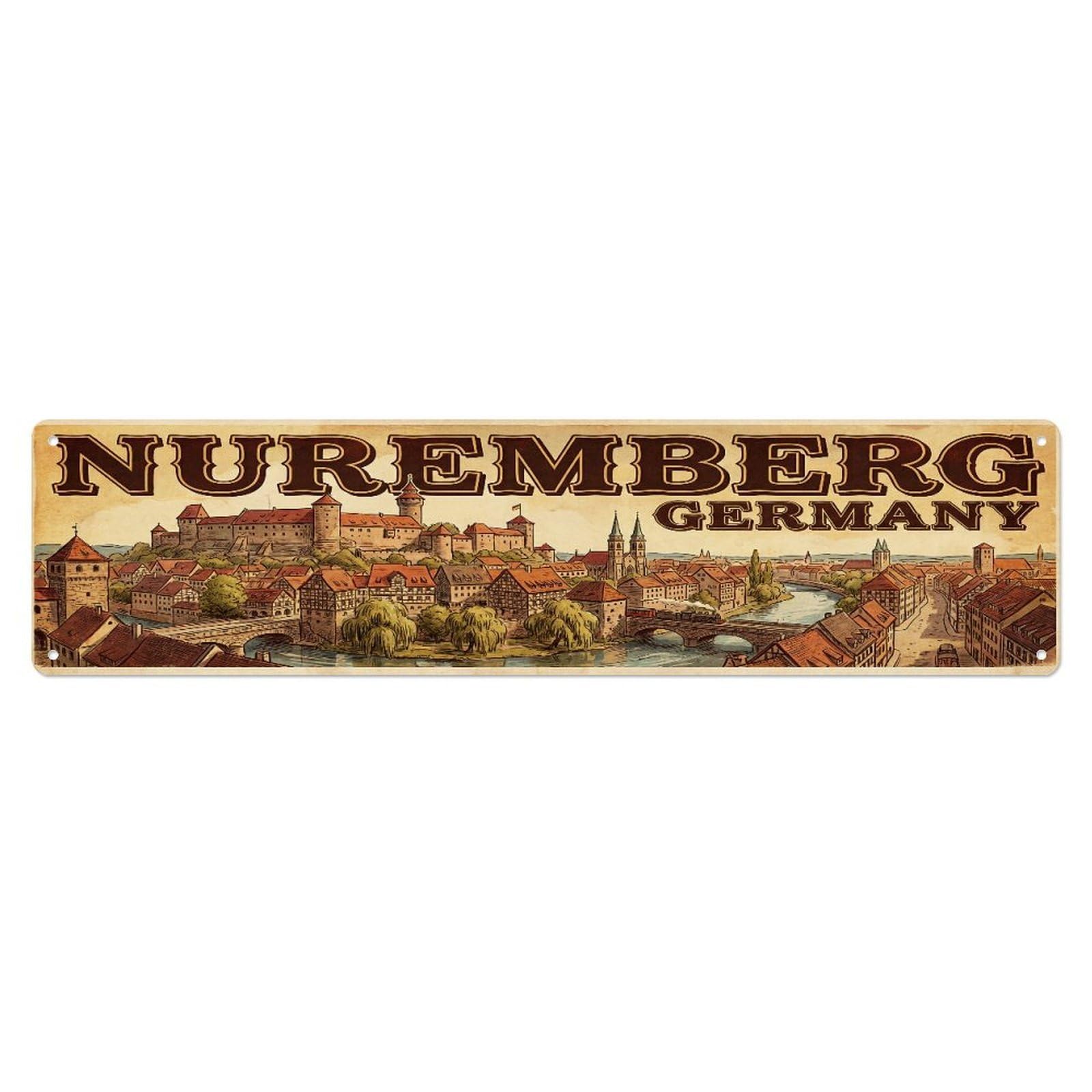 Metal Tin Sign Vintage Travel Germany Nuremberg