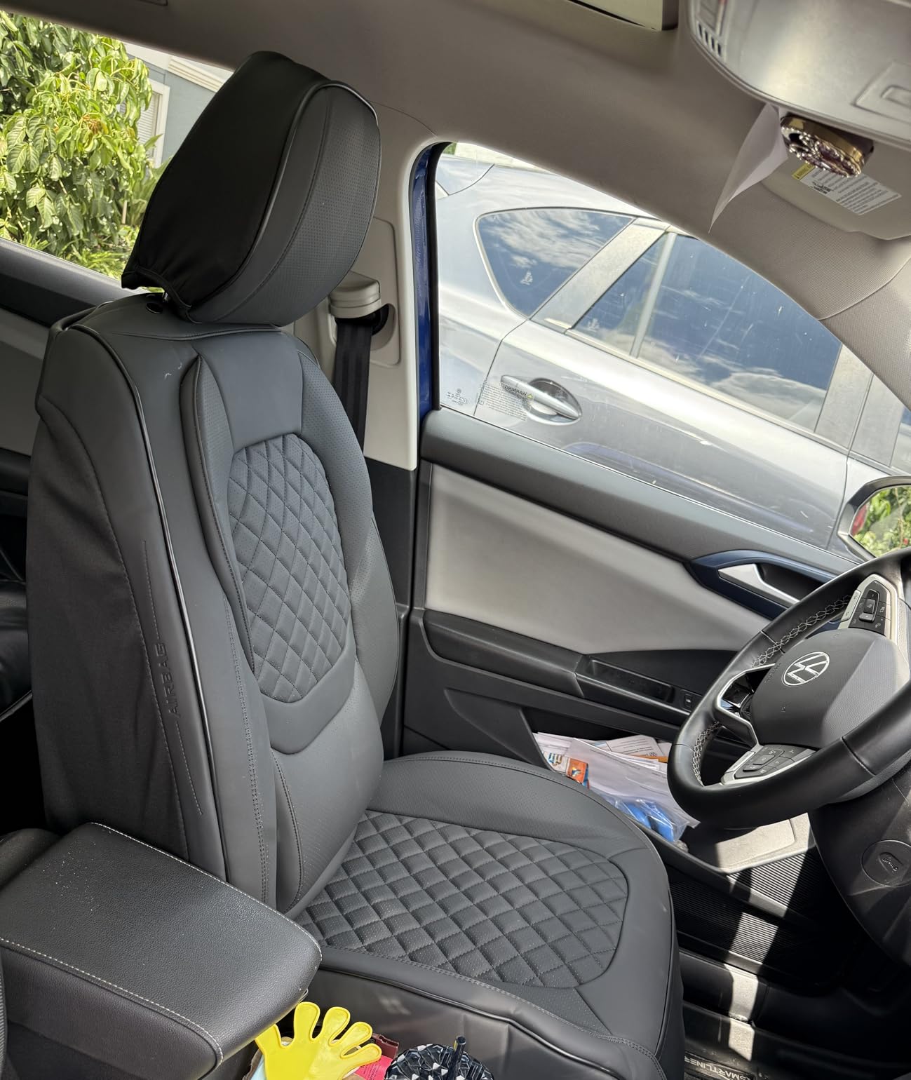 Chezope Leather Seat Covers Front Pair - Beige, Airbag Safe 8