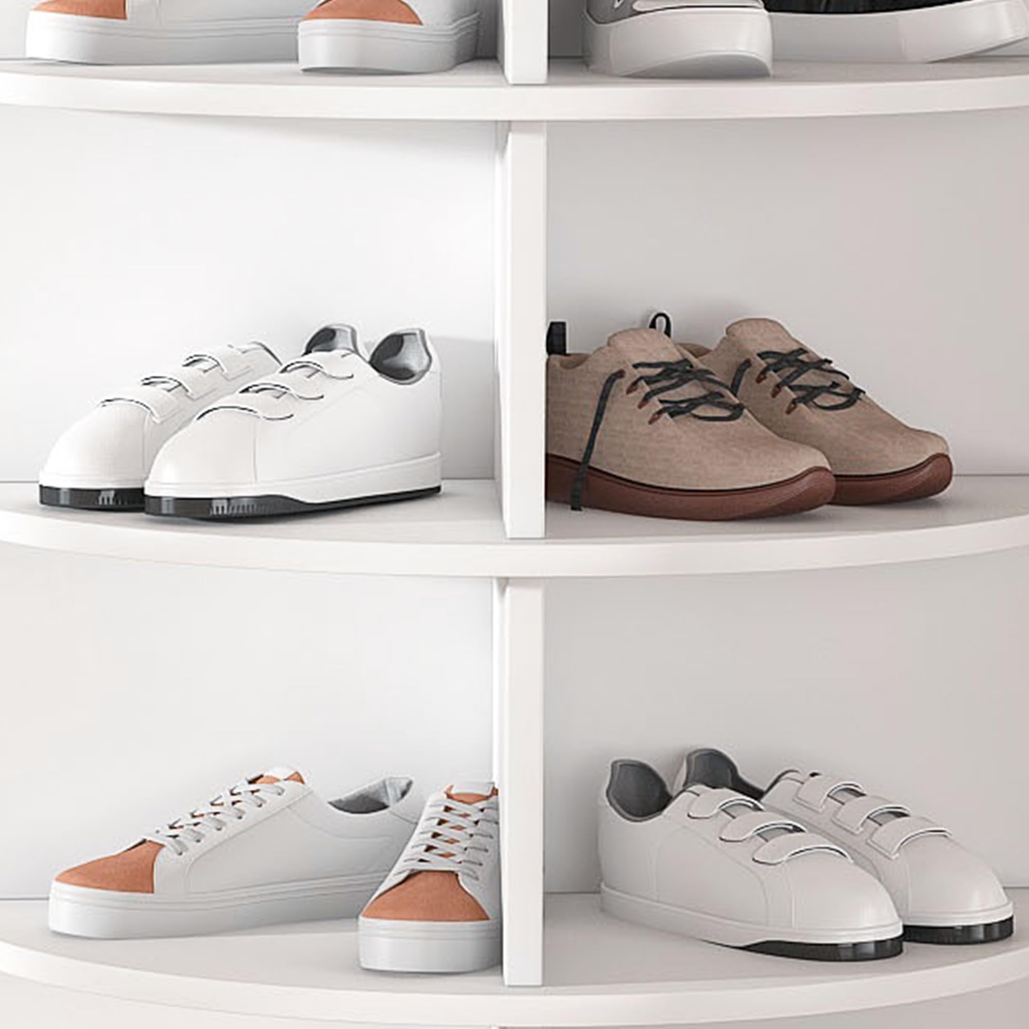 Étagère à Chaussures Rotative 7 Niveaux Armoire À Chaussures Tournante 360°, Rangement Chaussure pour 28 Paires de Shoes, save space, Meuble À Chaussures Entrée Chambre Ou Dressing (7 Niveaux - Blanc)