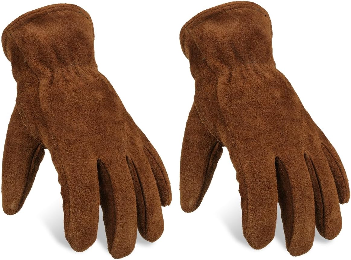 OZERO Work Gloves Winter Insulated Snow Cold Proof Leather Glove Thick Thermal Imitation Lambswool - Extra Grip Flexible Warm for Working in Cold Weather for Men and Women (Brown,X-Large)