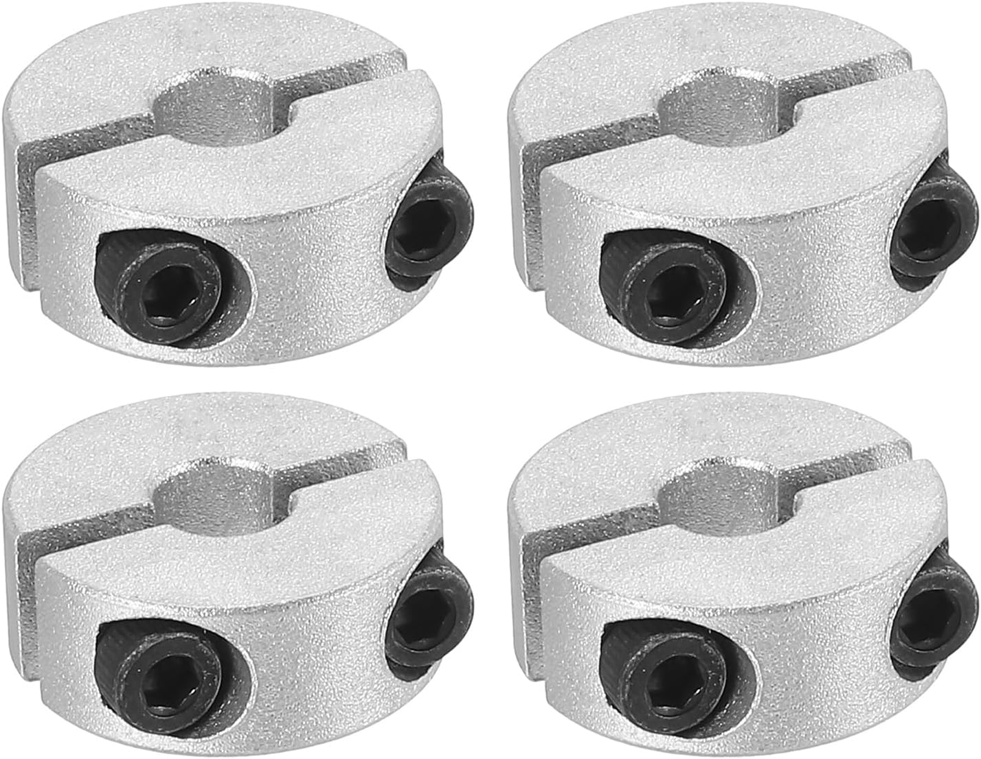 PATIKIL Bore 13mm Double Split Shaft Collar 30mm OD 10mm Thickness, 4 Pack Aluminum Alloy Locking Collar Clamp Style with Set Screw for Machine Tools Industry, Silver