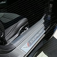 Vista 5 de Corvette - Protectores transparentes para umbral de puerta: C7 Stingray, Z51, Z06 (transparente con escritura Corvette en relieve)