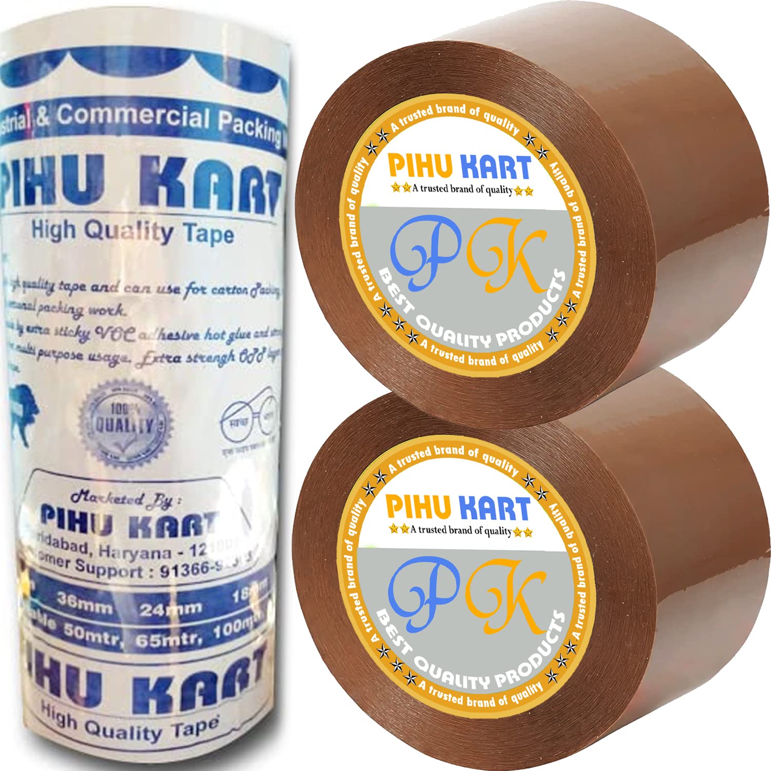 PIHU KART 2 Inch 100 Meter - Brown Packing Tape - Self Adhesive Brown Cello Tape - BOPP Industrial Packaging Tape for Packing - Pack of 2 (B09X6VKM1R) Amazon Price History, Amazon Price Tracker