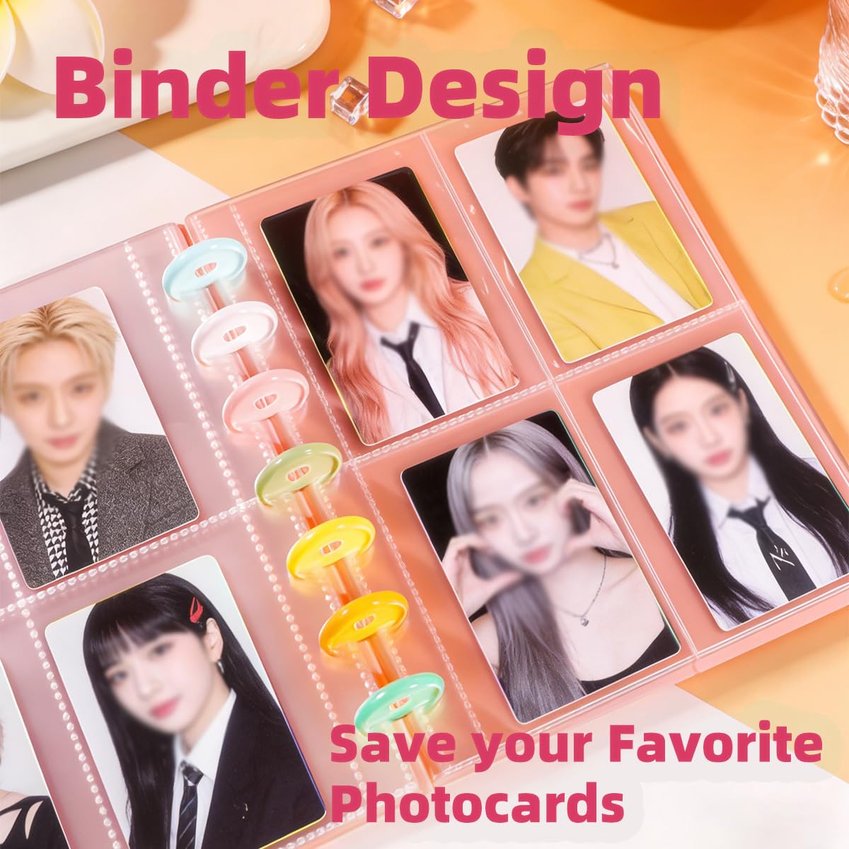 Kpop - Raccoglitore per fotografie, confezione da 2 con 40 pagine, 160 tasche, 7,6 cm, per Fujifilm Instax Mini, foto Polaroid, carte collezionabili standard e carte d'identità, rosa