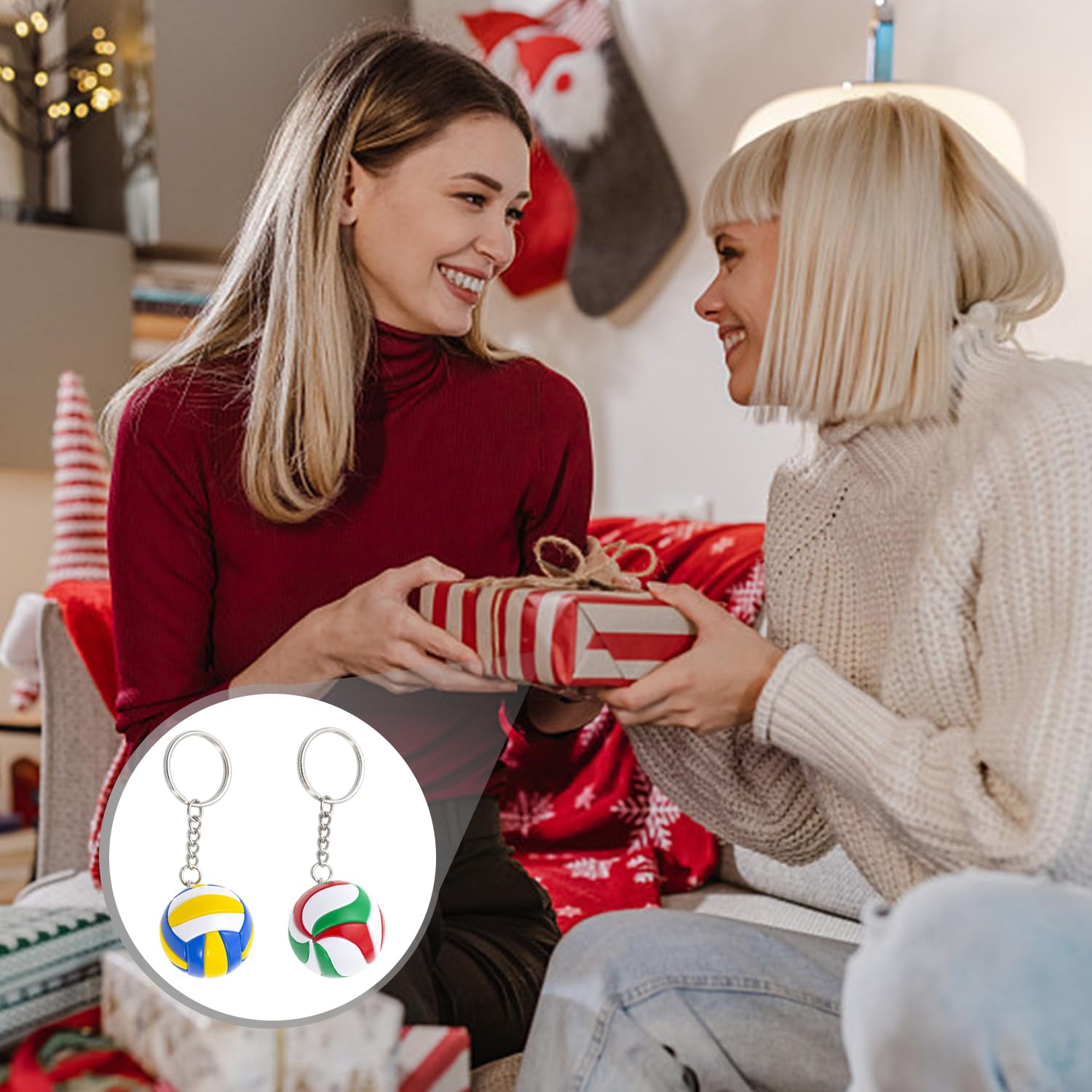 Confezione Da 2 Portachiavi Da Pallavolo, Mini Pendenti Da Pallavolo, Portachiavi Creativi, Souvenir Sportivi, Portachiavi Decorativi