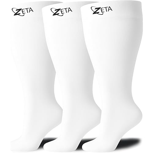 Zeta Wear Plus Size Knee-High Compression Socks Closed Toe 15-19 mmHg Support for Men & Women Wide Calves, Swelling, Varicose Veins, Travel
