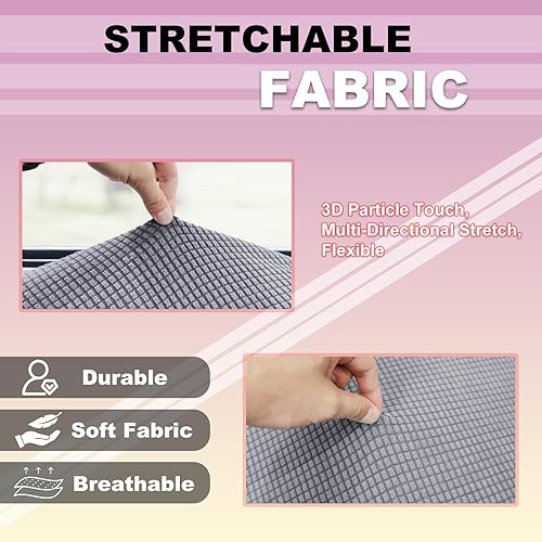 Miniatura 6 de Juego de fundas elásticas para sofá RV Jackknife de 2 piezas, para respaldo y asiento, ajuste elástico, color gris oscuro
