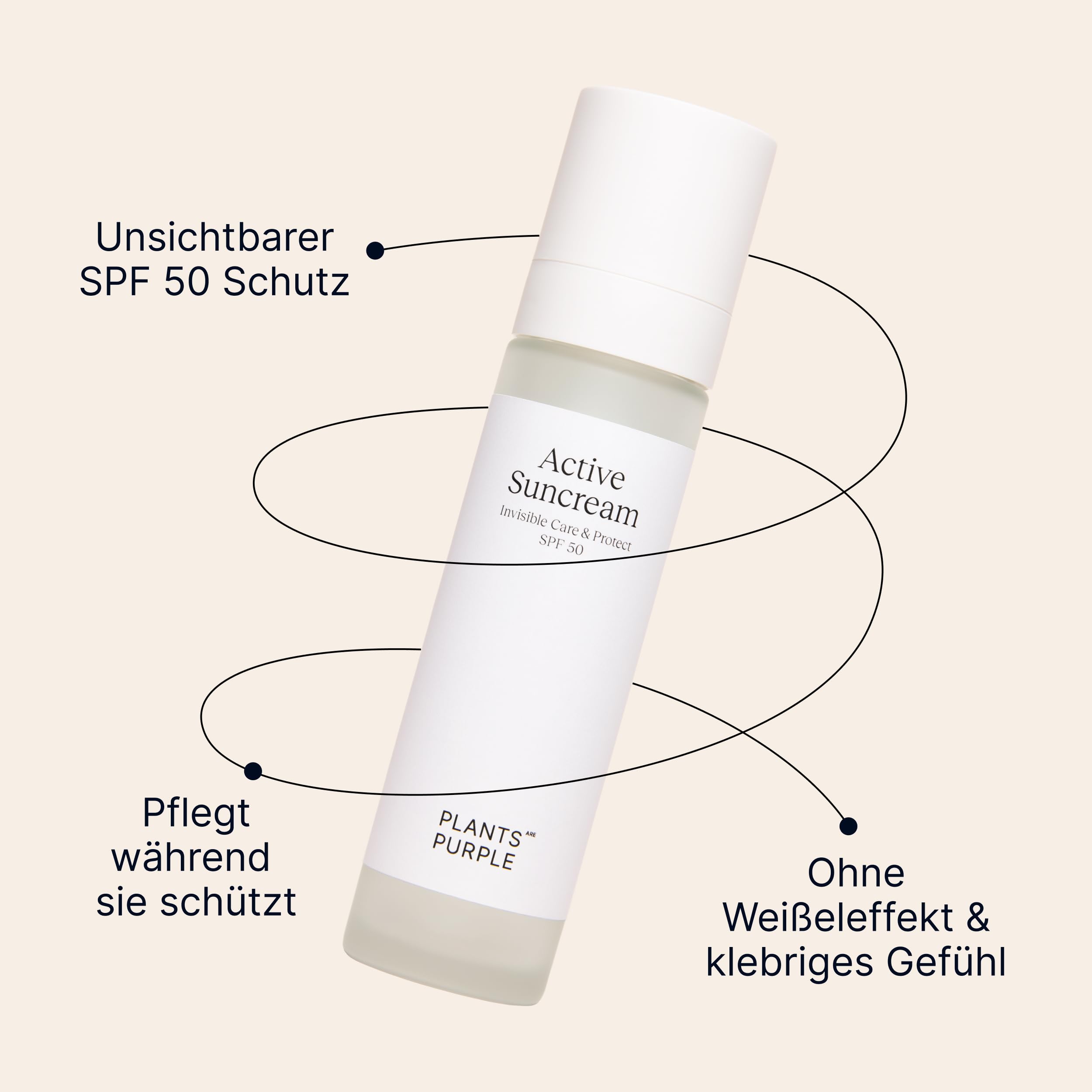 Active Suncream LSF 50 – Gesichts-Sonnencreme mit Niacinamid & Resveratrol | Breitband UVA/UVB-Schutz ohne Weißeleffekt | parfümfrei, vegan & riffsicher | 50 ml | Plants Are Purple