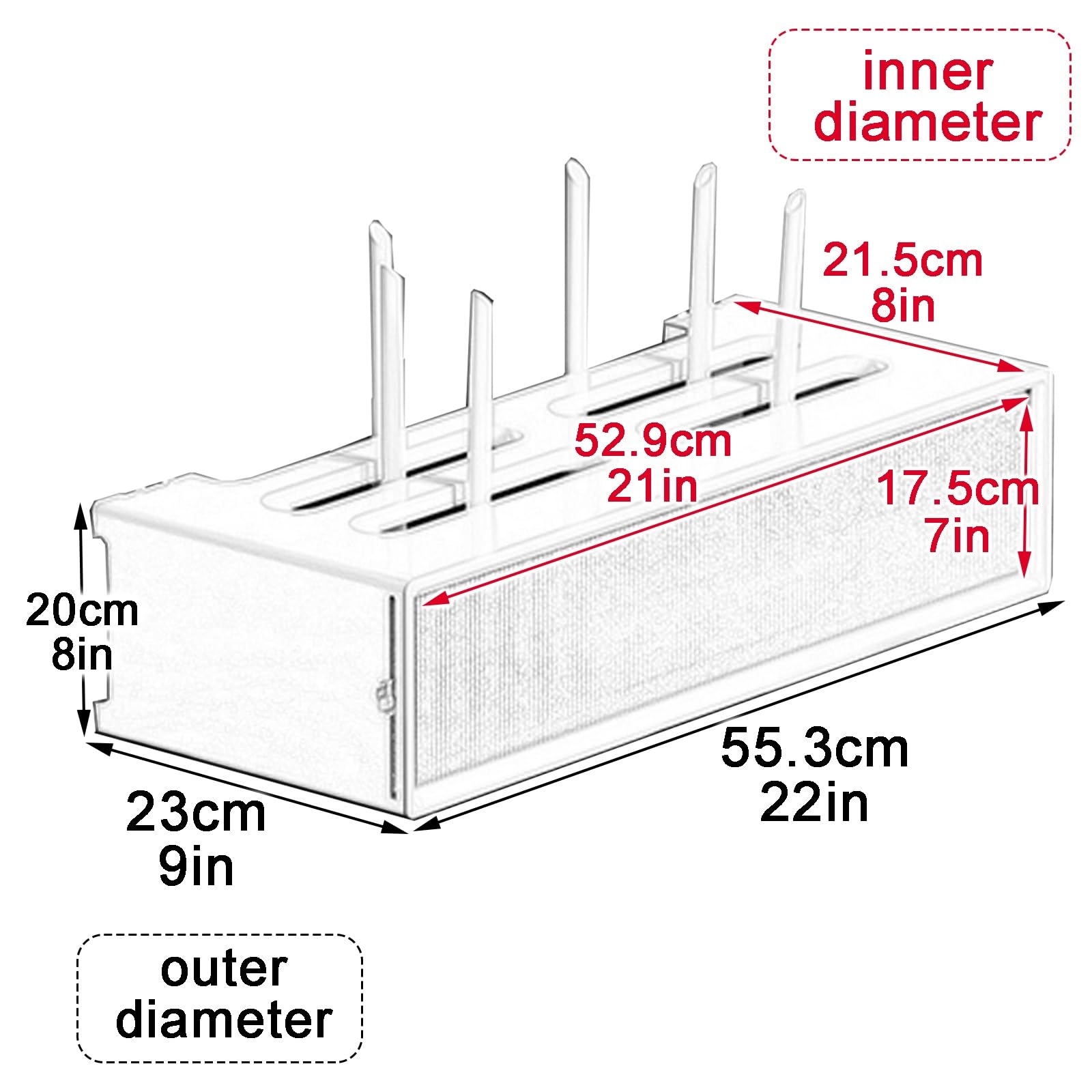 Router Regal aus Holz mit Schiebetür aus Acryl für WLAN-Router für Wohnzimmer, Schlafzimmer, Flur, Braun, 55,3 x 23 x 20 cm, stilvolle und funktionale Lösung