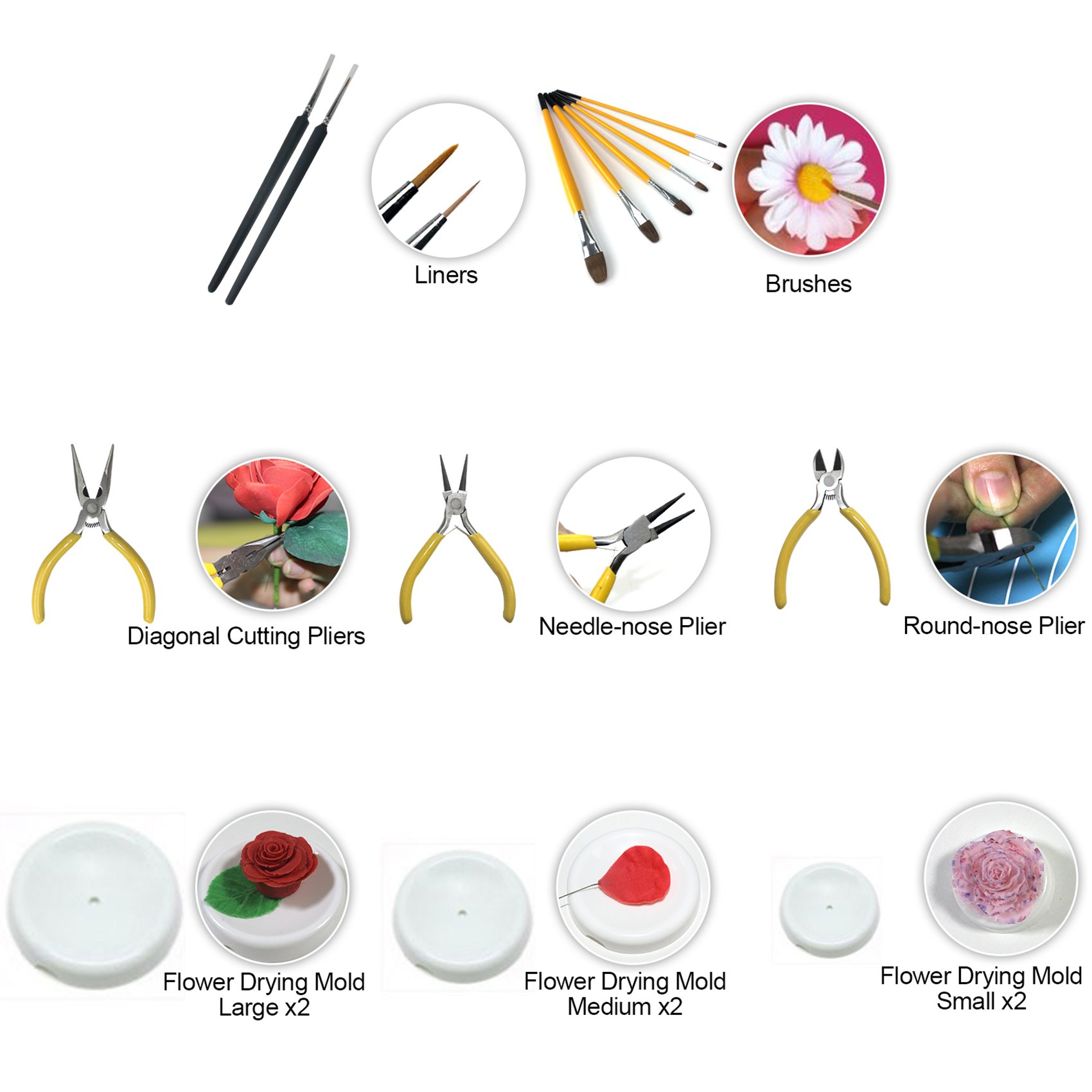 musykrafties Fondant-Blumenherstellung, Basis-Kits, 55-teilig, 23 Sets