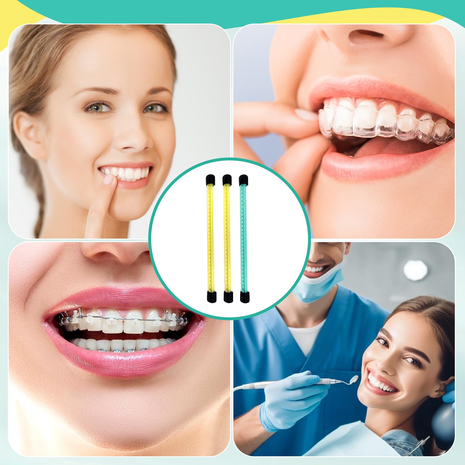 Tira de Pulido Dental Abrasivo, 75 Piezas Bandas para Lijado de Dientes, Limpieza Profunda y Pulido (Amarillo + Verde)