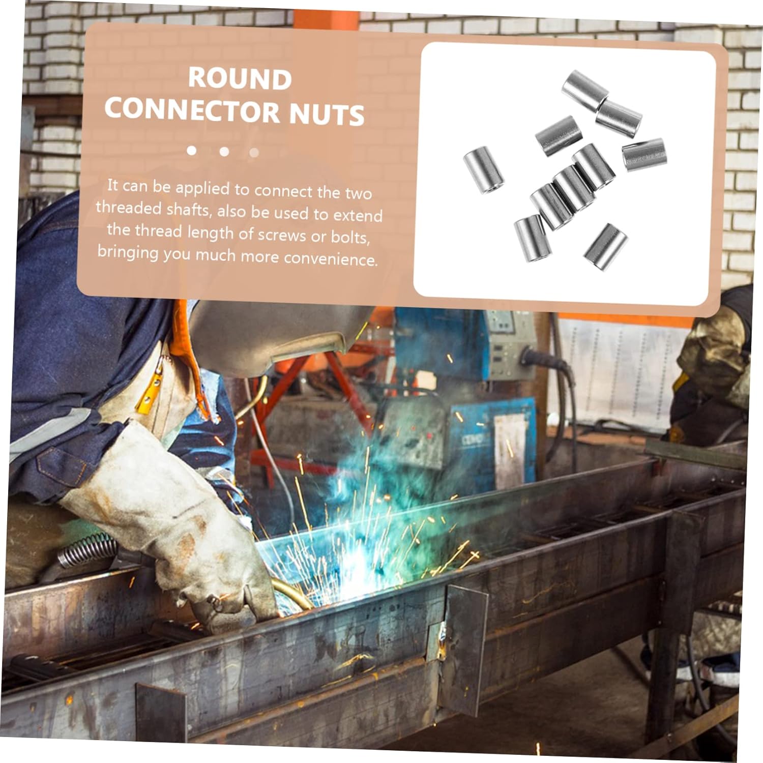 20pcs Stainless Steel Round Coupling Nuts for Threaded Rods High Strength Welding Connector Cylindrical Nuts for Industrial and Home Use