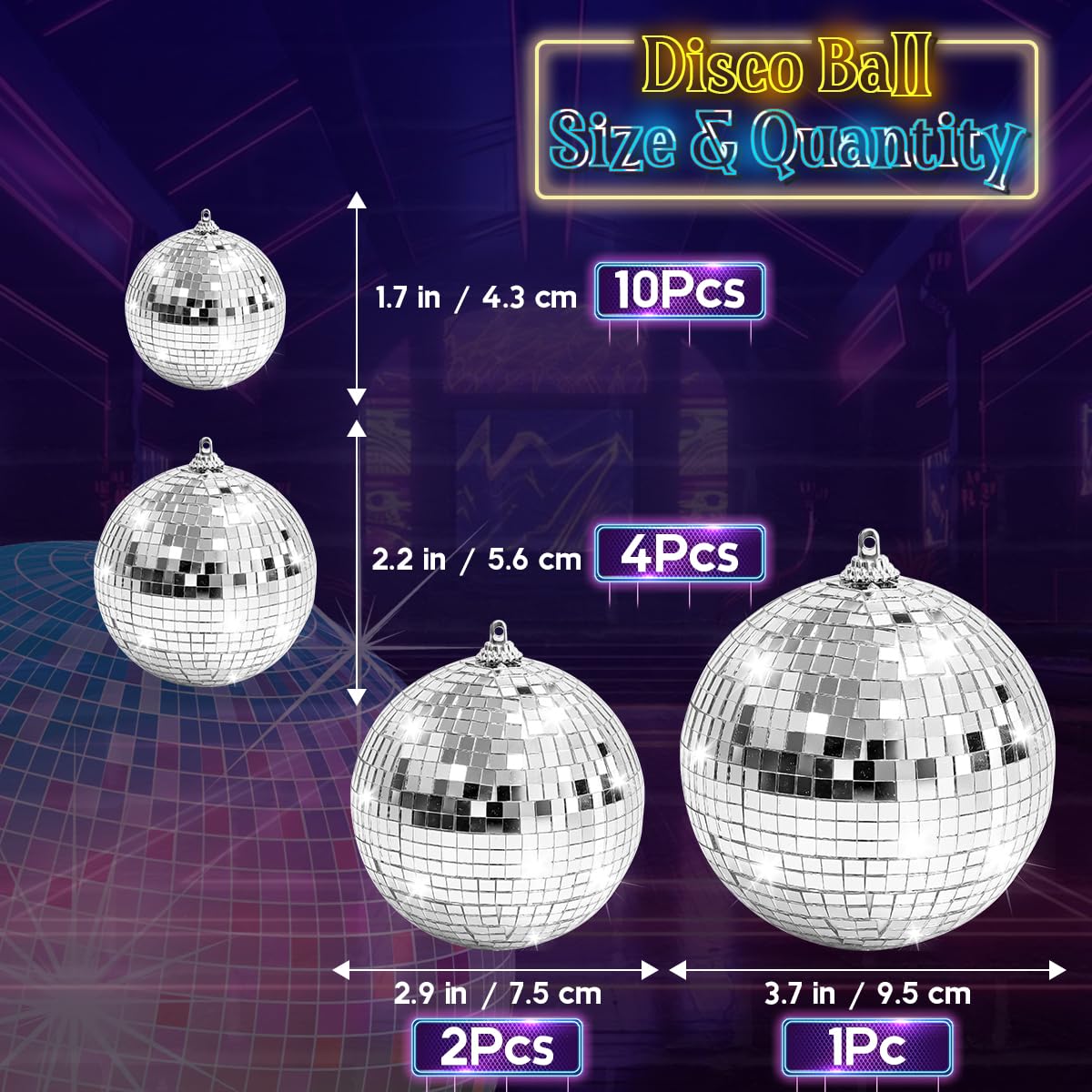 Kepfire 17 Pcs Mirror Disco Ball Decorations Reflective Hanging Disco Ball Silver Disco Ball Disco Themed DJ Club 70s Disco Party Supplies Wedding - Image 2