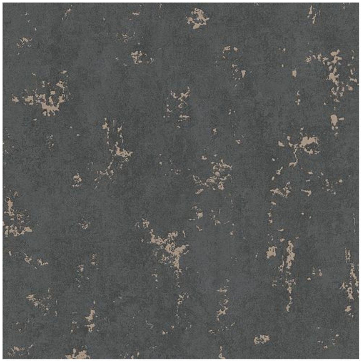 Yöl Black Distressed Wallpaper - Weathered Concrete Gold Metallic - 10.05M X 53Cm Roll - Contemporary Sophisticated Modern - Bedroom Living Room Lounge - Feature Statement Wall - Paste The Wall