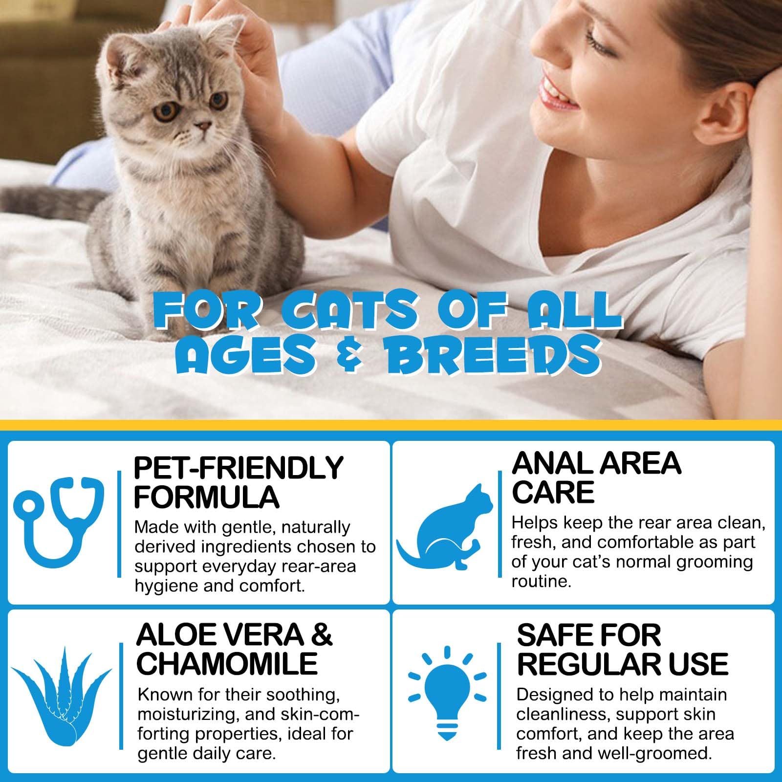 Spray pour glandes anales pour chats, soulage les démangeaisons, l'inflammation et la douleur ; arrête de glisser et élimine les odeurs