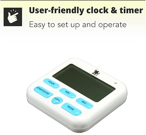 Miniatura 4 de H&S - Reloj despertador digital con temporizador de cocina (pantalla LCD grande, con botón azul)