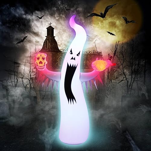 mink Decoraciones inflables de fantasmas grandes disparo de sangre inflable viene con luces LED integradas en el interior para patio jardín