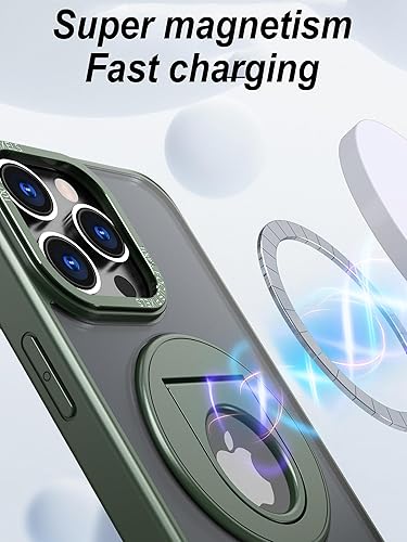 Miniatura 2 de Funda magnética para iPhone 15 Pro Max compatible con Magsafe, grado militar, a prueba de golpes, mate, delgada, con soporte de anillo magnético