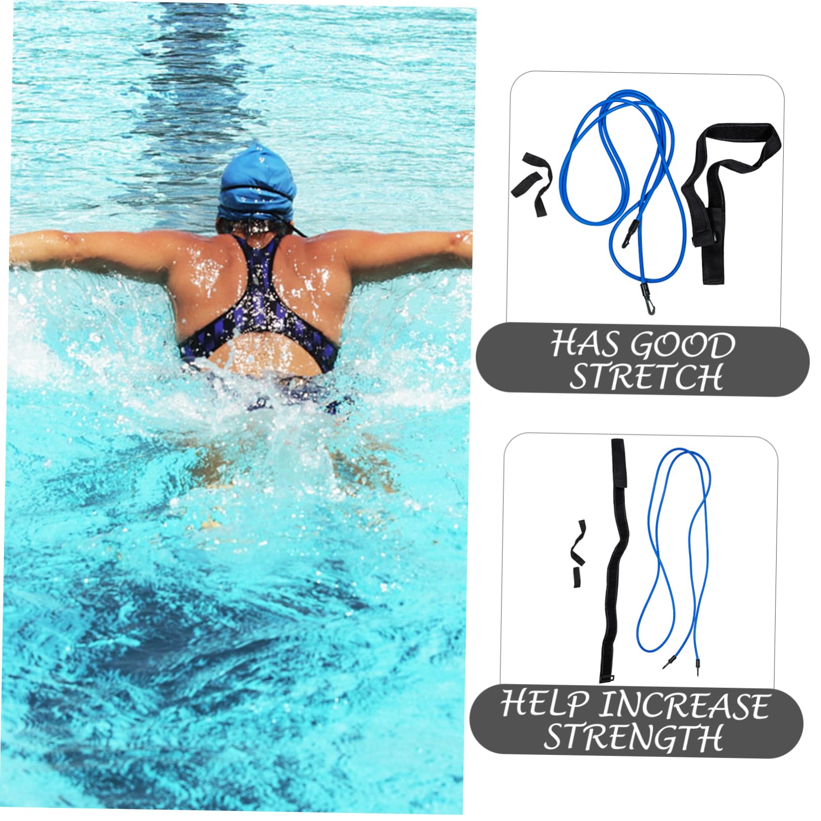 WOONEKY 2 Set di Kit per Lallenamento al Nuoto Cintura Elastica Set di Resistenza al Nuoto Attrezzi per Esercizi di Nuoto Allenamento in Piscina per Il Fitness