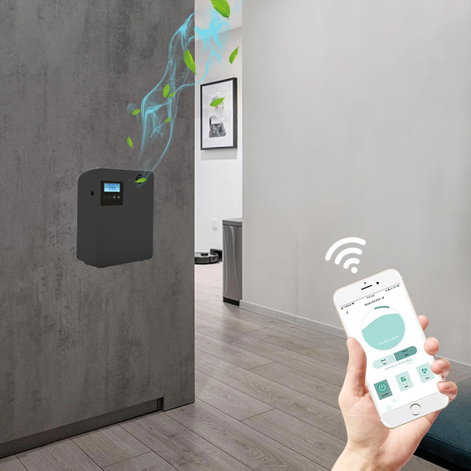 Diffuseur de parfum Smart Scent Air Machine avec technologie nébulizing pour la maison, Bluetooth & WiFi Diffuseur d'aromathérapie Convient pour le hall d'hôtel, le couloir, la chambre à coucher, la