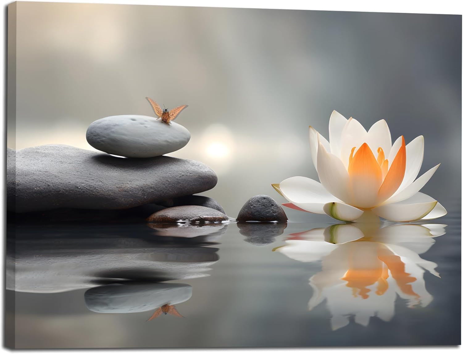 LAIART Lotus Zen Canvas Print Wall Art Modern Artwork Wall Decor 16"L x 24"W ZEN-2