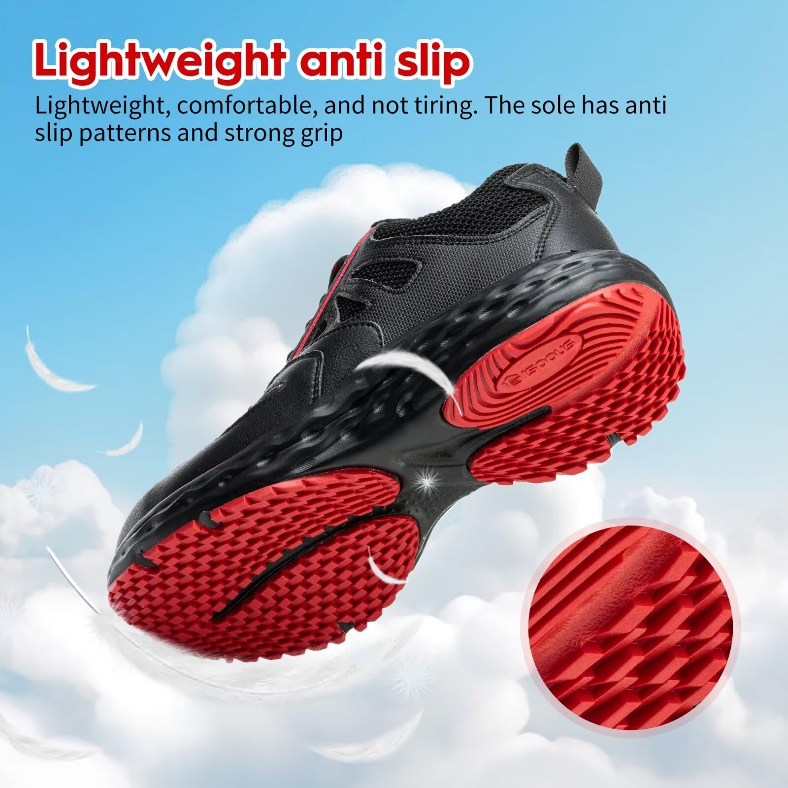 ISOOUS Chaussures de Sécurité Hommes Chaussures de Travail Femmes Légère Embout Plastique Basket Securite Antidérapante Cuisine