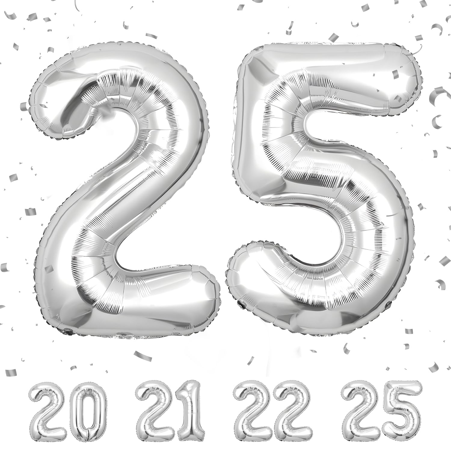 Globos de Cumpleãnos Numeros 25 Plata,101 CM Numeros Globo Gigantes Grandes Decoracion,Globo Numero 25 Globos Niño Niña Adultos Cumpleãnos decorazione,Vuelan con Helio
