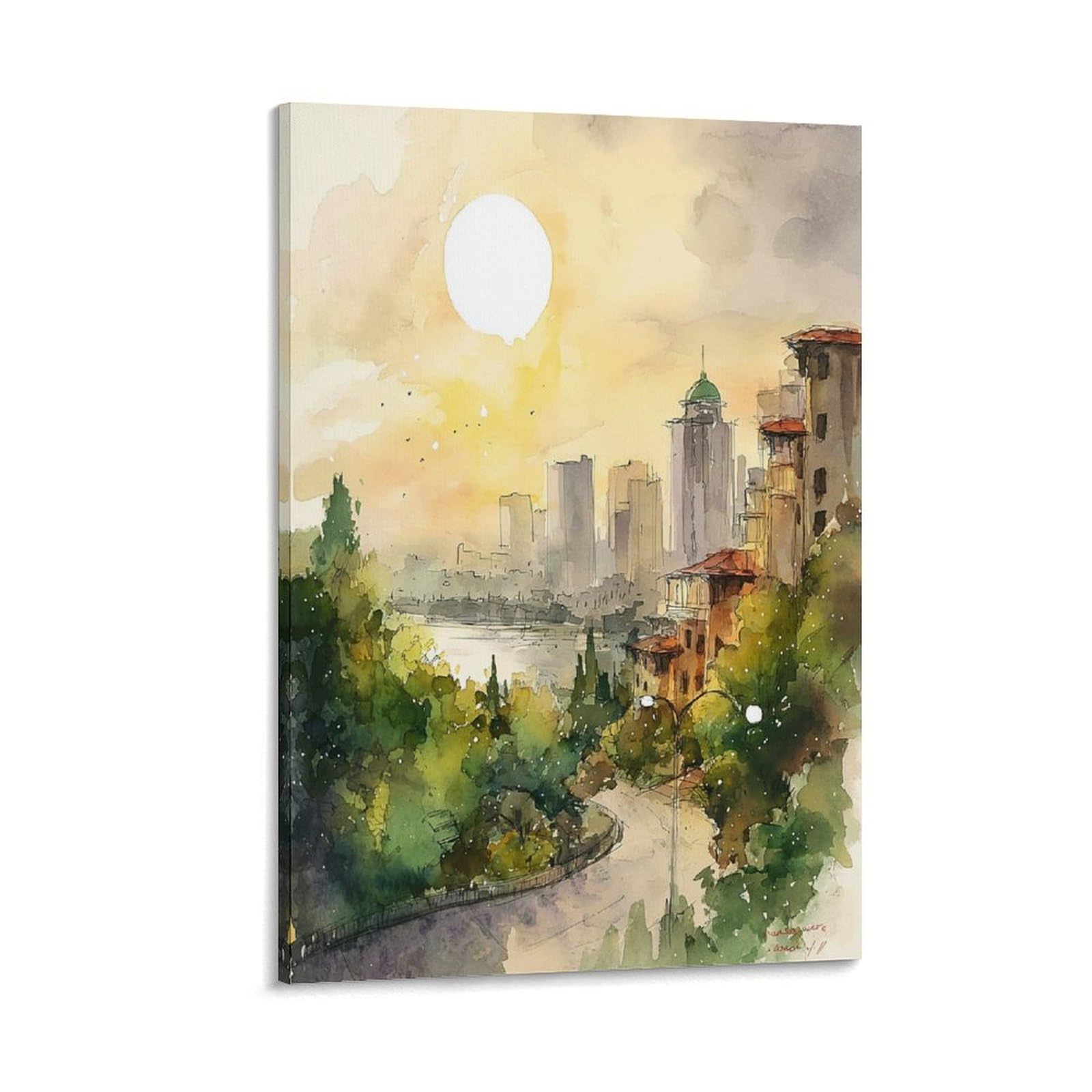 LCYNNH Seattle Washington 20x30inch(50x75cm) Vintage Travel Poster Watercolor Canvas Art