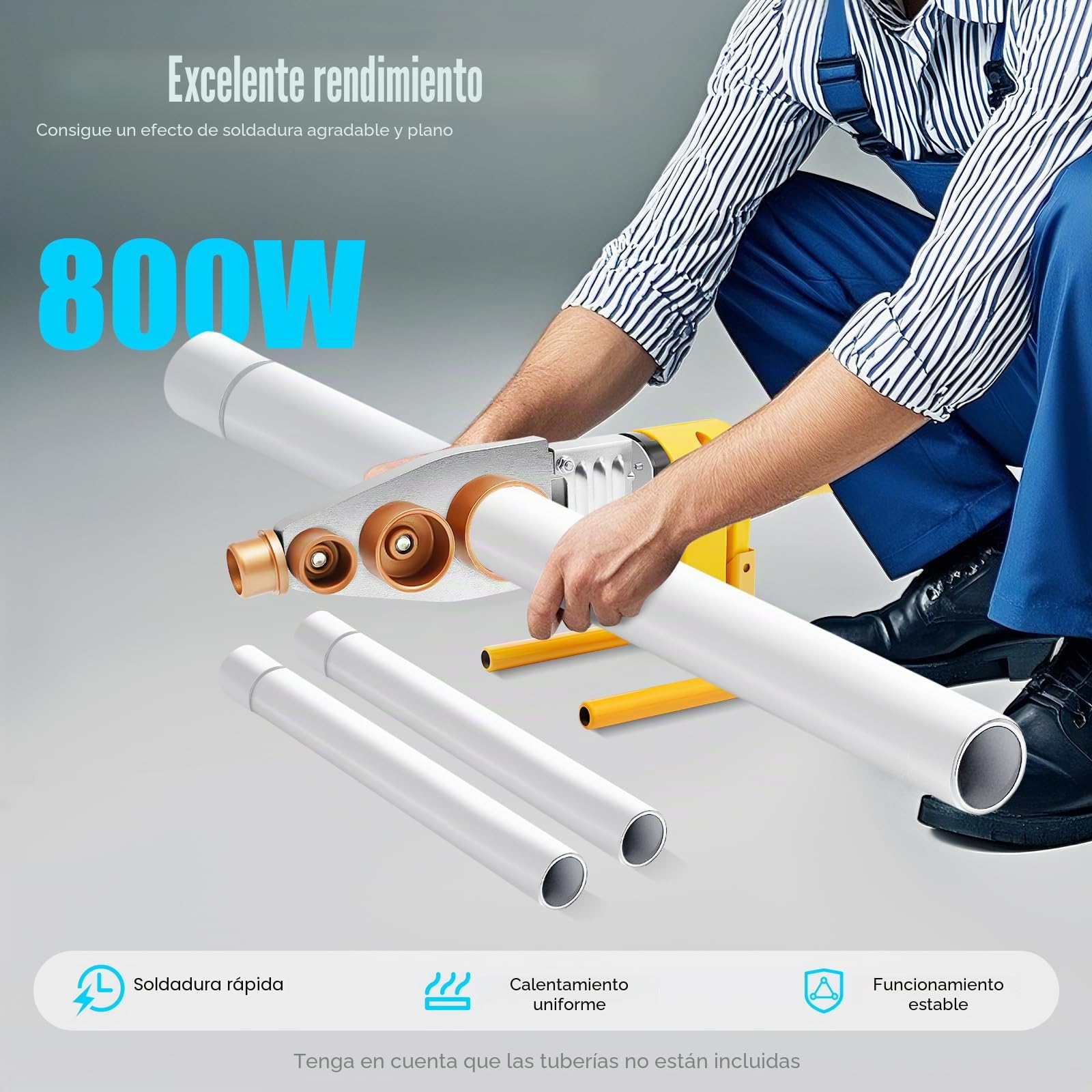 Soldador de tubos con tope, soldador de tubos profesional con pantalla digital, soldador de tubos de plástico, soldador de tubos para tuberías de PPR PE PP (20-63MM)