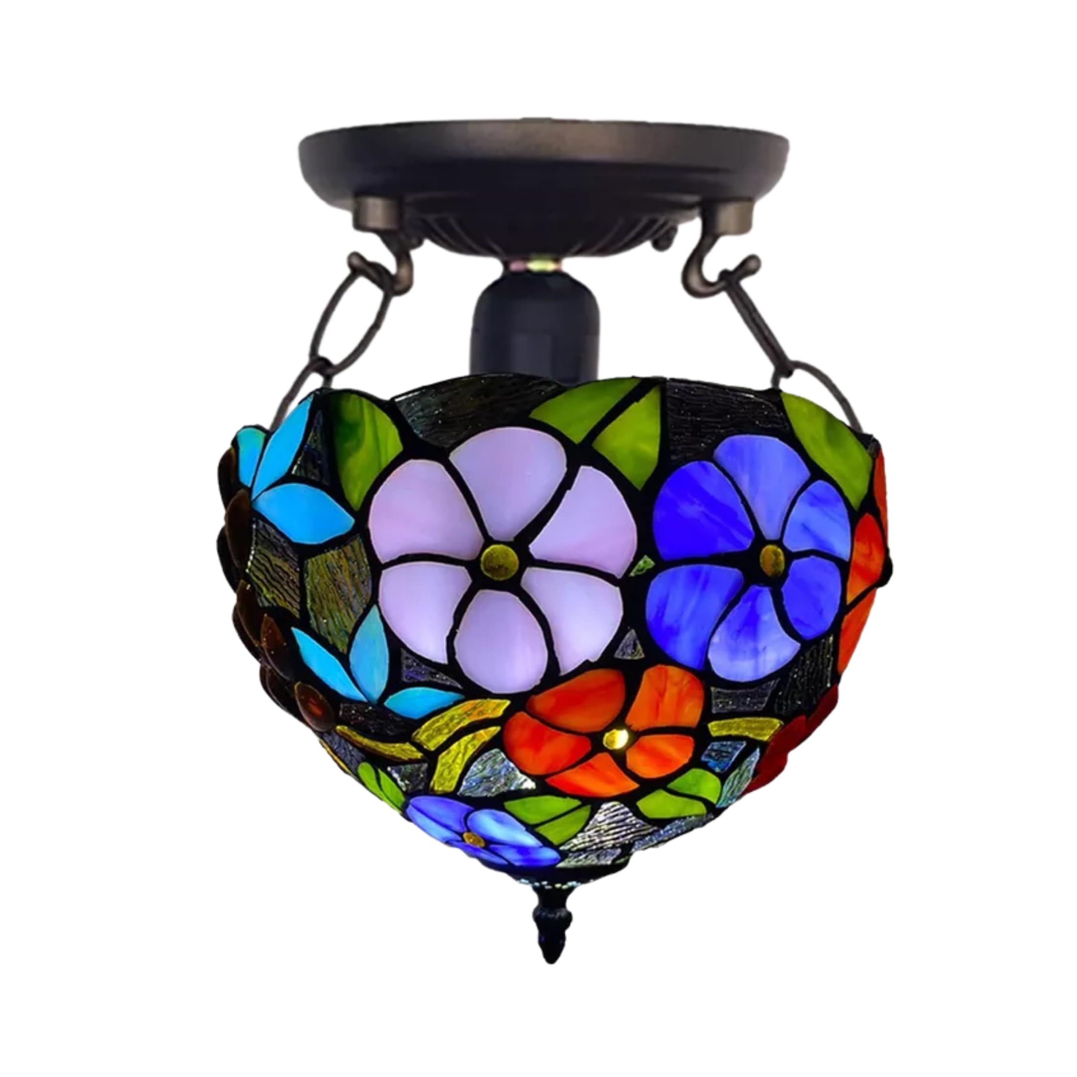 TIFFORA Tiffany Style Ceiling Lamps Stained Glass Antique Design Handcrafted Lamp Shades Ceiling Light for Living Room Bedroom Lounge (TF(C)-1009)