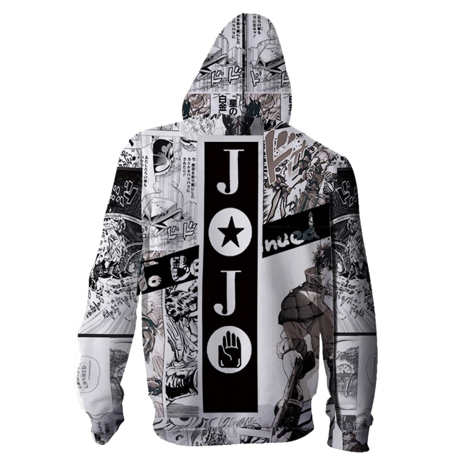 JoJo's Bizarre Adventure Felpa con Cappuccio Hoodie per Adulti | Pullover Per Adolescenti Felpe Larghe A Maniche Lunghe Con Zip Intera Sweatshirt Per La Primavera