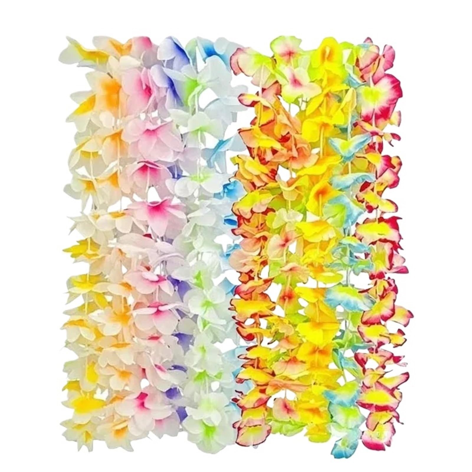 Hawajskie kwiatowe girlandy, 12/36/60 szt. Hawajskich leisów. Naszyjniki z kwiatami Luau Party Supplies Letnia dekoracja(60PCS)
