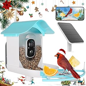 Bird Feeder with Camera,AI Identify Birds Species,Solar Powered,Auto Record Videos in Backyard,Instant Notifications,Ideal Gift for Family and Bird Lovers asin的图片