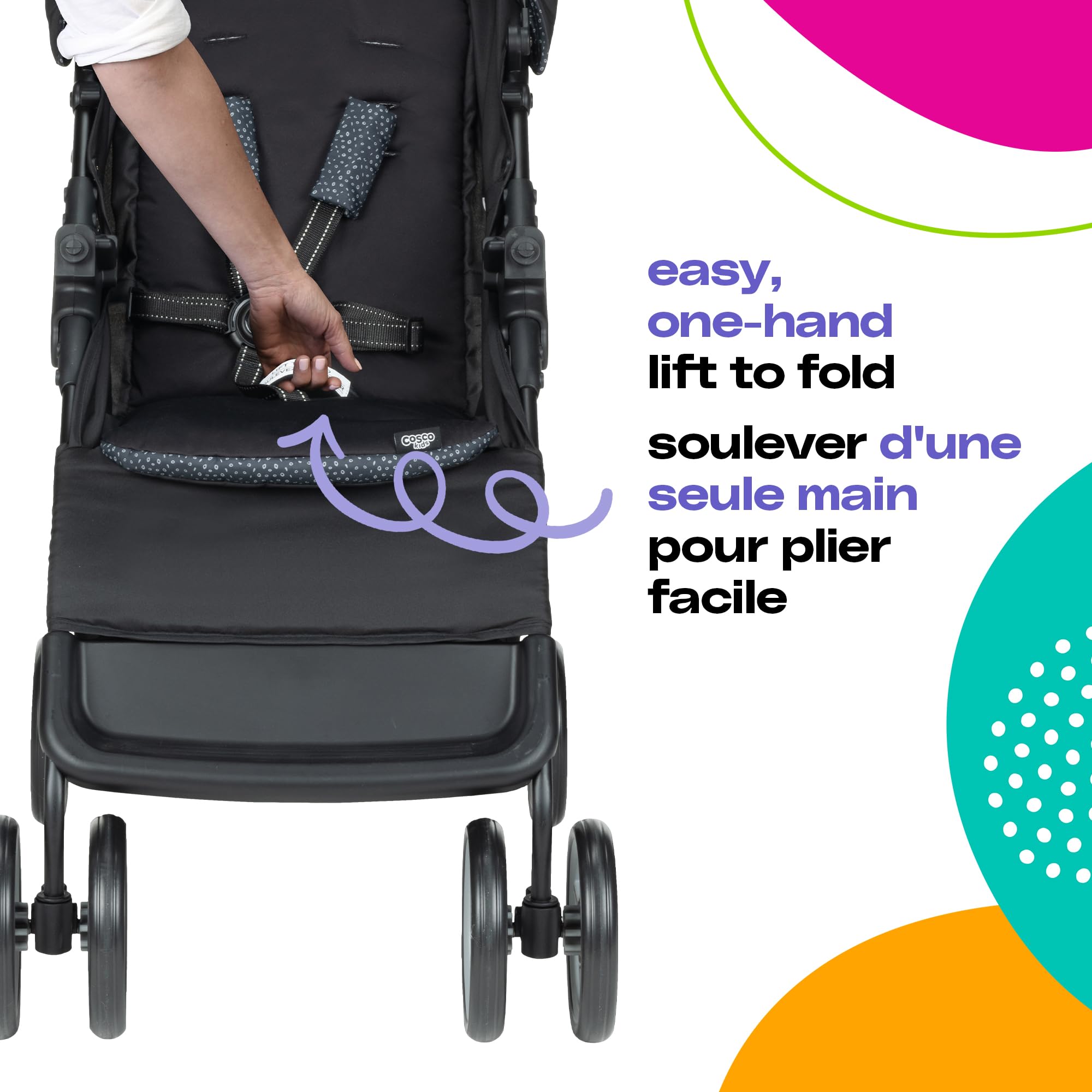 Cosco Kids™ Lift & Stroll™ Travel System – Lightweight Stroller & Infant Car Seat (Included), One-Hand Fold, QuickClick® Connection, Use from Birth