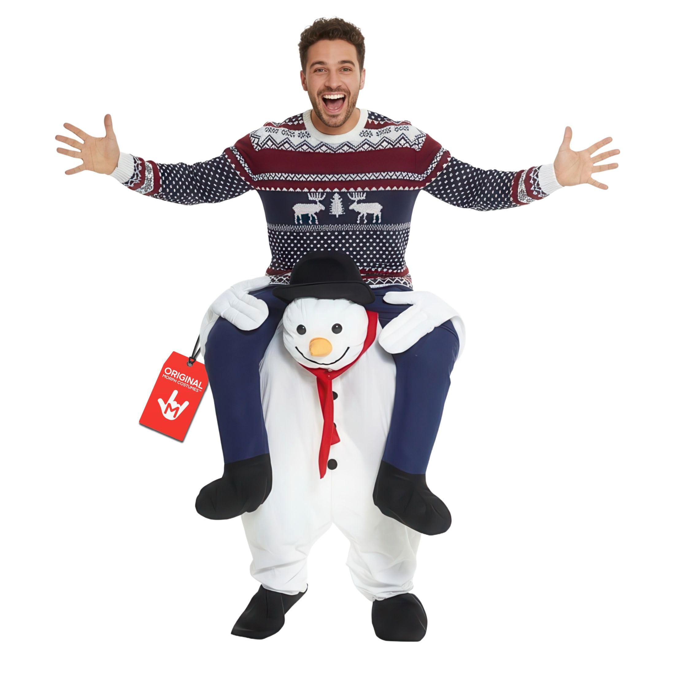 Morph Snowman Piggyback Costume, Snowman Costumes Adult, Christmas Costume Adult, Christmas Costumes for Men