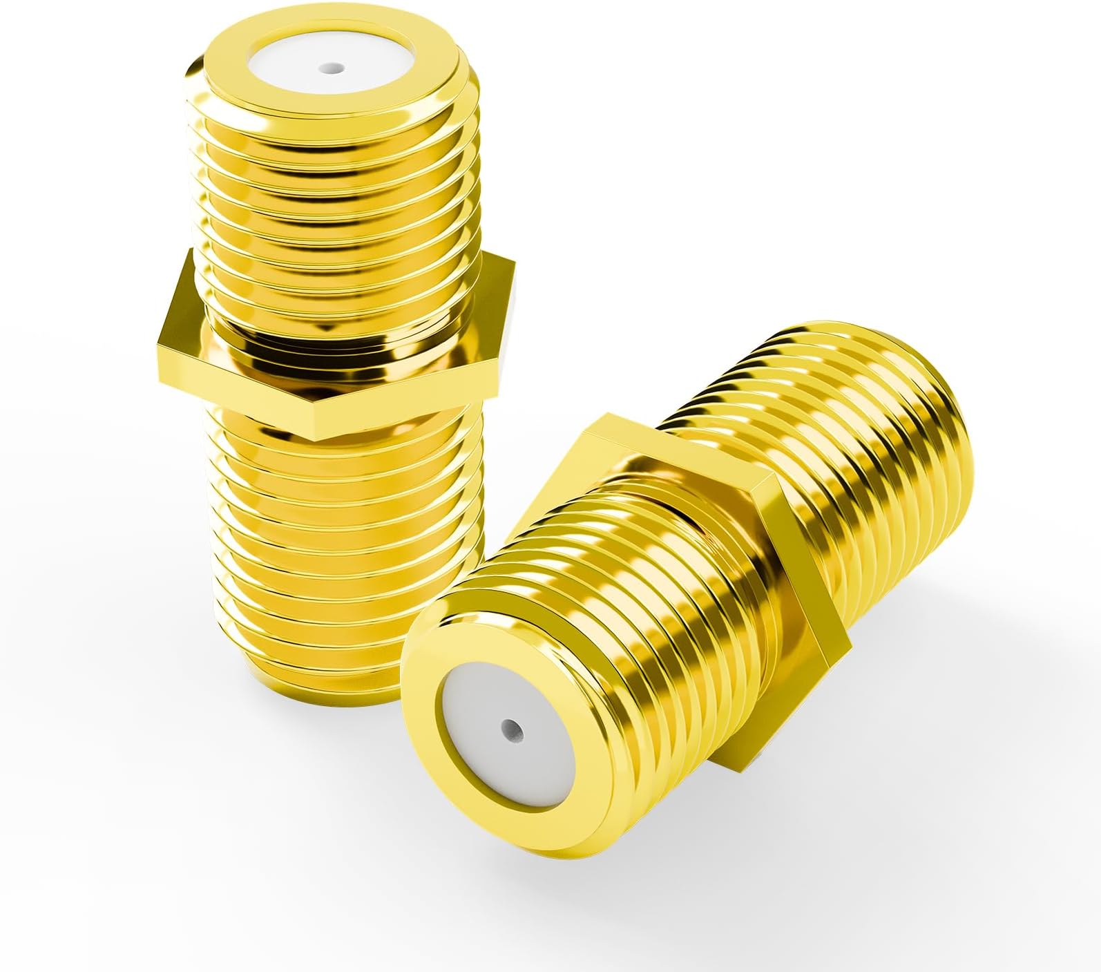 VCE Coaxial Cable Connector, RG6 Coax Cable Extender F-Type Gold Plated Adapter Female to Female for TV, Satellite, 2 Pack