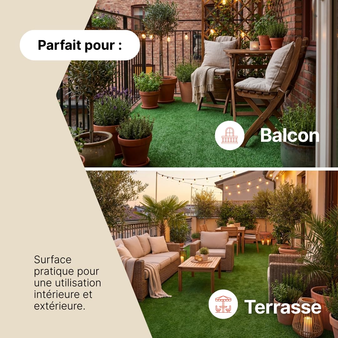 TAPISO Natural Rasenteppich Kunstrasen Grün für Garten Balkone Terrassen Wintergärten - Höhe:6 mm Meterware 300 x 500 cm