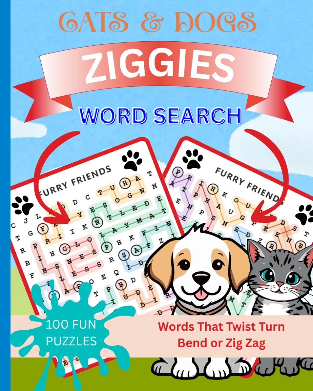 Word Search ZIGGIES Cats & Dogs: Words That Bend Twist Turn And Zig Zag