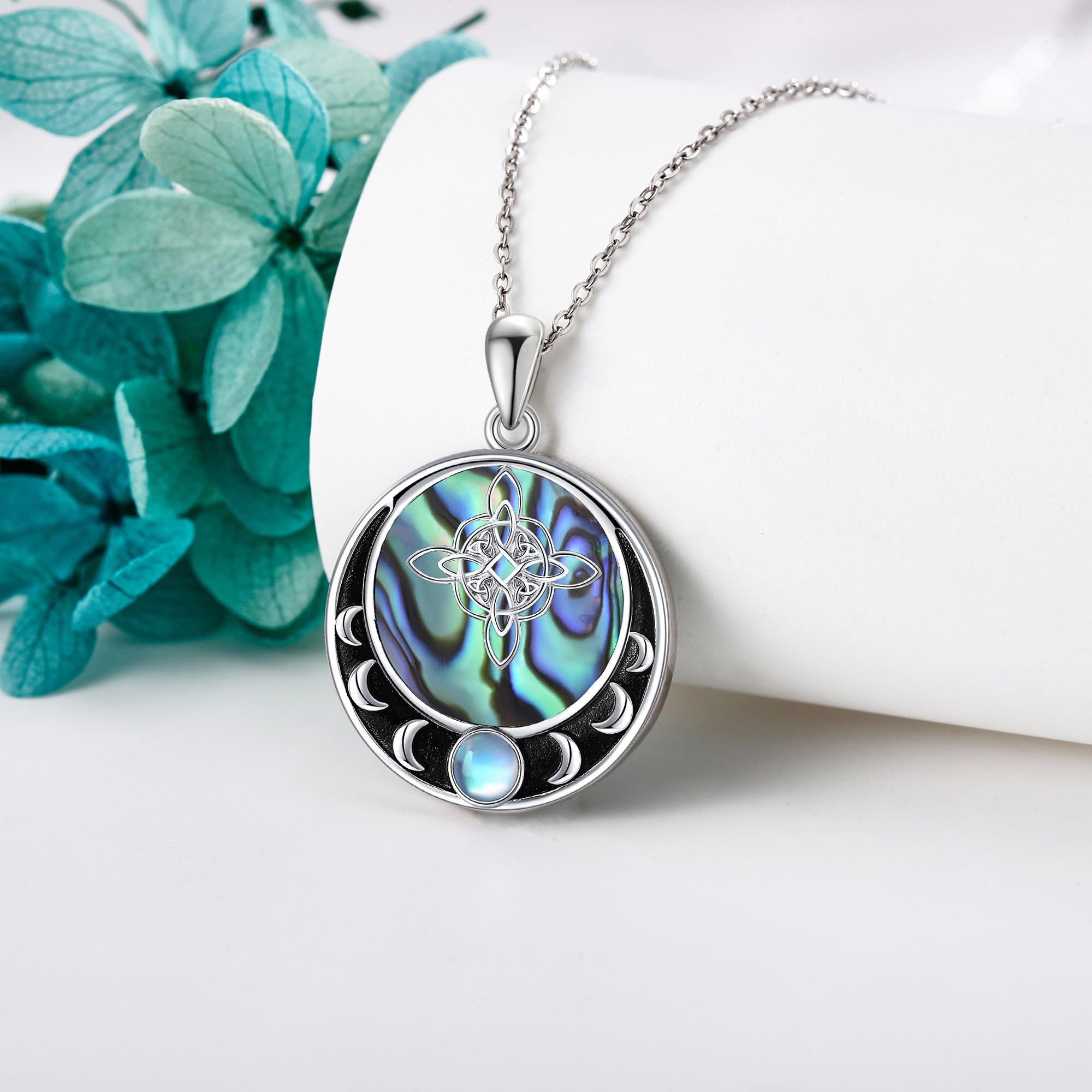 JERWLI Hexe Knoten Halskette 925 Sterling Silber Hexe Knoten Kette Anhänger Schmuck Geschenke für Frauen Mädchen