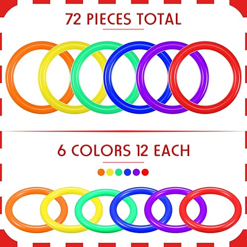 Miniatura 3 de Juego de 72 anillos de plástico para lanzamiento de anillos de carnaval, Halloween, Navidad, recuerdos de fiesta de Navidad, juego de lanzamiento de