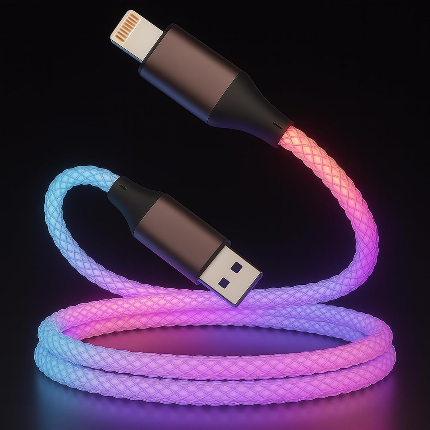 Light up iPhone Charger Cord, Color Changing LED Lightning Cables | Apple MFi Certified | USB Fast Charging Cord for Apple iPhone 13 12 11 Pro Max XR XS X/iPad iPod Touch More (Multicolored, 6FT)