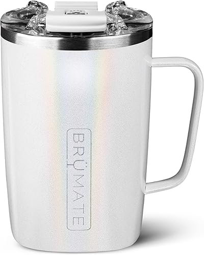 BrüMate Toddy Taza de café térmica de 16 onzas, 100% a prueba de fugas, con asa y tapa, taza de café de acero inoxidable para viaje, taza de café