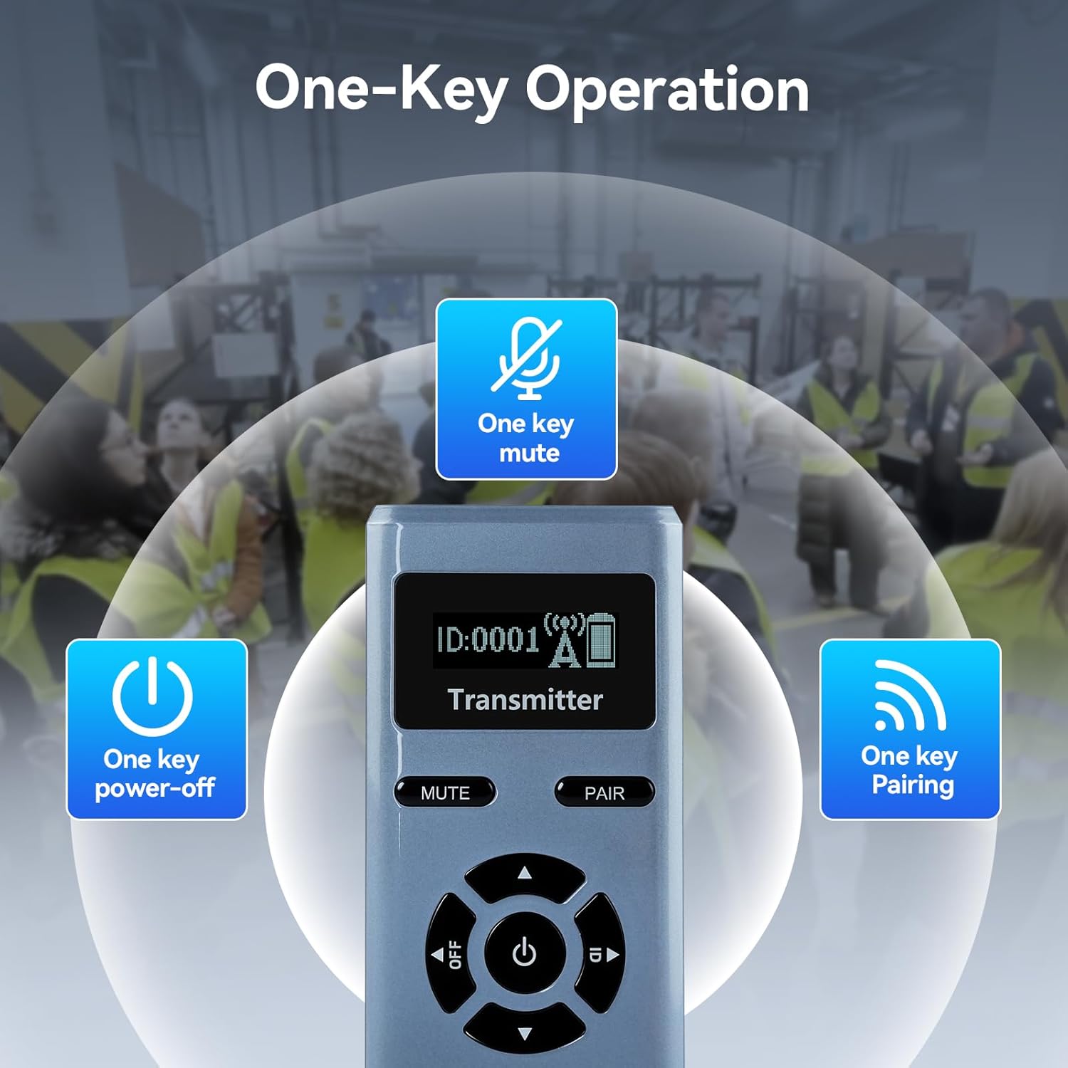 Retekess TT106S Earhook Tour Guide System, Tour Guide Speaker and Microphone, Clear Sound Quality, One-Touch Control, 2.4Ghz, Audio Transmission System for Factory Travel (1 Transmitter 6 Receivers)