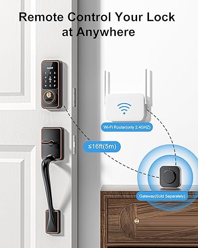 Miniatura 7 de Cerradura de puerta delantera Entrada sin llave con asa cerrojo inteligente con asas, cerradura electrónica de puerta con teclado Hornbill, bloqueo