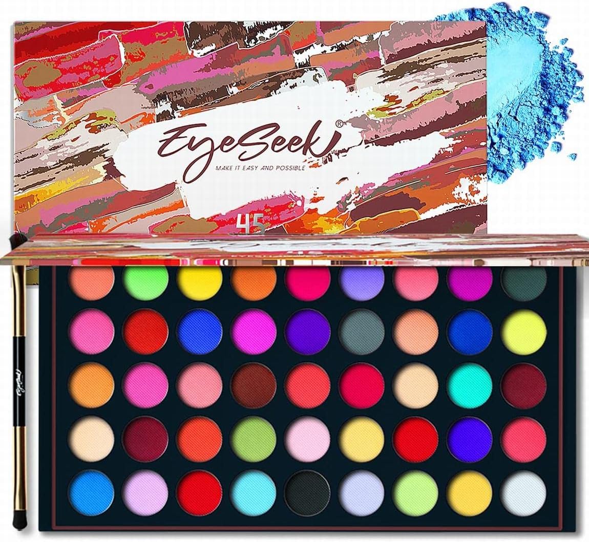 Matte Eyeshadow Palette 45 Shades Colorful Eyeshadow Pallet High Pigmented No Shimmer All Matte Smooth Powder Eye shadow Blendable Long Lasting Waterproof Makeup Palette #Neon
