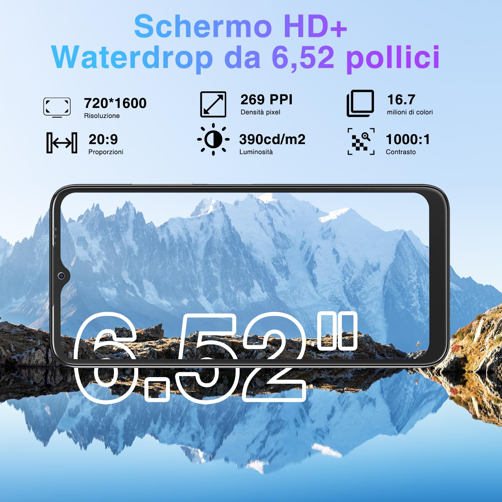 DOOGEE N50 Pro Smartphone Android 13, 20GB+256GB/TF1TB, 6.52" HD+Telefono Cellulare, Octa-Core, 4200mAh, 50MP+8MP, 4G Dual SIM Telefono, Fingerprint/Face ID/GPS/Modalità Panorama/Tipo C/OTG,Nero